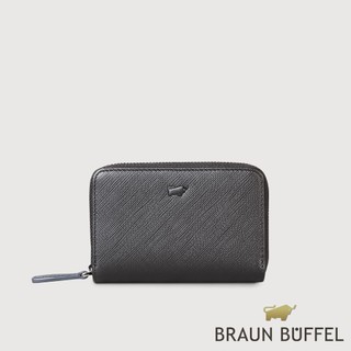 【BRAUN BUFFEL】洛菲諾P-II 雙層拉鍊零錢包-黑色(德國小金牛台灣總代理)/BF347-161A-BK