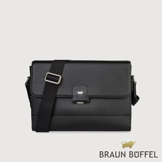 【BRAUN BUFFEL】巴雷特 橫式斜背包-黑色(德國小金牛台灣總代理)/BF546-61-BK