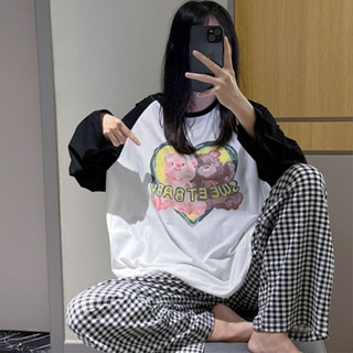 長袖長褲圓領高顔值慵懶寬鬆版可外穿家居服套裝絨毛睡衣 長袖保暖家居服 珊瑚絨上衣 法蘭絨上衣 搖粒絨睡衣 睡衣可愛
