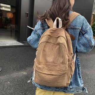 【Colo】做舊帆布書包 學生複古雙肩包 簡約高階感水洗帆布背包 休閒揹包男包 減負護脊 百搭韓版原宿後揹包