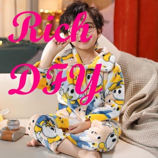 ❤限時·新品睡衣❤珊瑚絨睡衣兒童睡衣可愛家居服開衫套裝[D1207]秋冬季新款睡衣兒童男孩加厚保暖寶寶男童女孩中大童法蘭