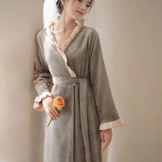 新款超長加厚睡衣腳踝珊瑚絨女士睡袍秋冬季家居服長款法蘭絨浴袍【Jsna皇后】