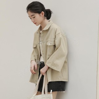 新款💖小外套 韓版春秋韓版學生寬鬆休閒大口袋牛仔外套港味女復古學生工裝大尺碼夾克 保暖外套 長袖外套 外套風衣