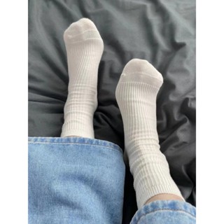 奶白色 襪子 女 中筒襪 夏款 韓版 ins潮 jk 秋冬 黑色 樂福鞋 春秋 百搭 長襪