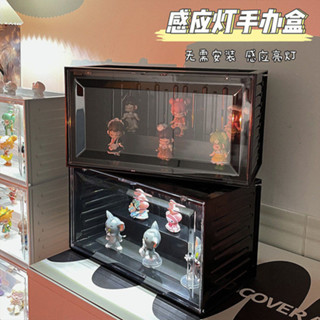 公仔展示盒 展示盒 壓克力展示盒 公仔盒 公仔收納盒 展示盒 盲盒收納盒 磁吸 透明帶隔板 亞克力感應發光盲盒展示架泡泡