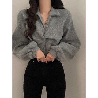 Codibook｜韓國 moodloveroom 扭結領寬鬆長袖襯衫上衣［預購］雪紡襯衫 polo-shirt 女裝