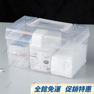 帶手把家用透明收納盒 桌面塑膠整理盒 手提儲物箱 小箱子 整理箱小藥箱 收納箱 透明口罩收納盒