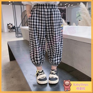 【BabySteps】女童防蚊褲中兒童格子長褲小孩防蚊褲長褲夏季新款兒童寬鬆長褲小孩休閒褲冷氣房長褲小孩黑白格子空調褲束