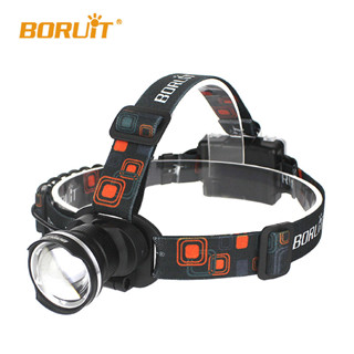 BORUiT LED頭燈 頭戴式手電筒 魚眼強光伸縮變焦戶外釣魚頭燈 鋁合金頭燈