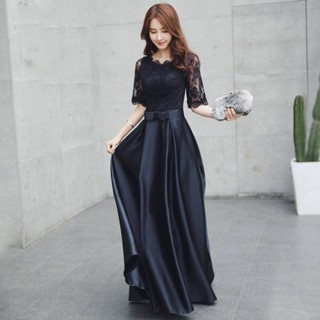支援訂製 女士禮服黑色聚會氣質晚禮服 年會主持人優雅顯瘦黑色晚宴服 慈善晚會敬酒服 日常約會洋裝 畢業典禮連身裙表演服