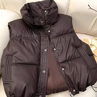 🌺臺灣限時低價🌺2025新款羽絨棉服馬甲秋冬季外穿洋氣短款寬松立領坎肩外套