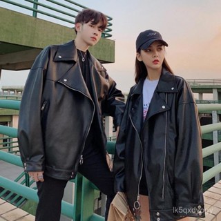 🔥男黑色皮衣 素面黑外套 機車高階感港風pu皮夾剋 男皮衣外套 美式複古痞帥外套港風日係春裝新款韓版情侶寬鬆百搭皮衣