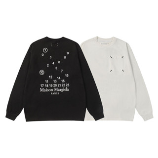 【丹丹百貨】馬吉拉MM6四角標刺繡亂碼字母印花純棉長袖T恤秋冬休閑男女打底衫8490