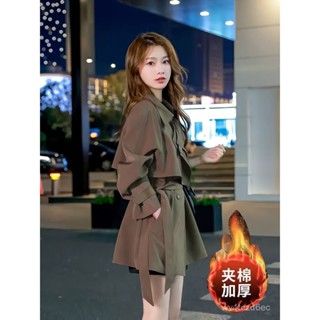 【VV】 英倫風秋冬新款加棉加厚外套女中長款寬鬆顯瘦風衣高階設計感大衣