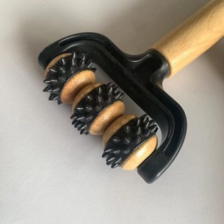 8號倉庫 手動頸椎按摩夾 按摩輪 按摩滾輪棒實木v形按摩器經絡器手持按摩二珠皮輪手動磁力球滾珠 肌肉放鬆 按摩器