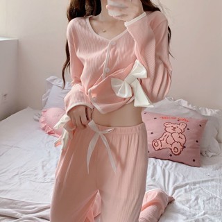 YC熱銷爆款🎀 可愛睡衣 甜美睡衣 純欲睡衣 長袖長褲 女生睡衣 女 春秋 家居服 兩件套 保暖睡衣 學生睡衣 小可愛❤