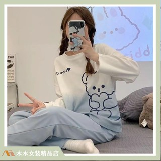 臺灣出貨🔥睡衣女長袖長褲寬鬆套裝新款女士可愛舒適家居服 201 2033