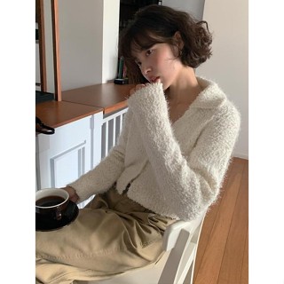 Codibook｜韓國 From Beginning 大翻領毛絨針織開衫外套 4色［預購］針織外套 毛衣 女裝