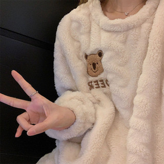 免運🎉加絨加厚珊瑚絨睡衣女士 秋冬季可愛學生ins法蘭絨家居服套裝冬天 超舒適珊瑚絨睡衣 冬季保暖家居服 可愛卡通印花