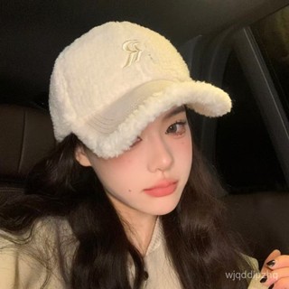 Ocean✅羊羔絨帽子 女款秋冬季棒球帽 新款潮百搭顯臉小毛絨保暖刺繡字母 最新網紅帽 保暖帽 女生 韓國 冬天帽子