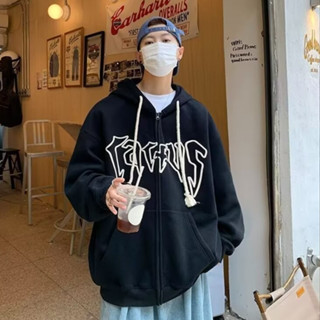 棕色開衫衛衣男 秋冬季 新款 ins潮牌 美式 復古 加絨 上衣 情侶 寬鬆 休閒 連帽 外套（XGE503）【壹號站】