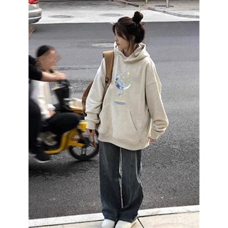 時尚衣大倉 大碼衛衣女 春秋冬加絨加厚 原宿風上衣 設計感上衣 美式復古 大學t 長袖大學t