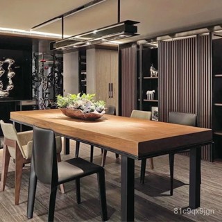 ⚡免運 會議桌 工作臺 茶桌 餐桌 電腦桌 北歐餐桌椅組閤實木桌簡約長方形複古咖啡廳長條原木家用大長桌子 洽談桌 辦公桌