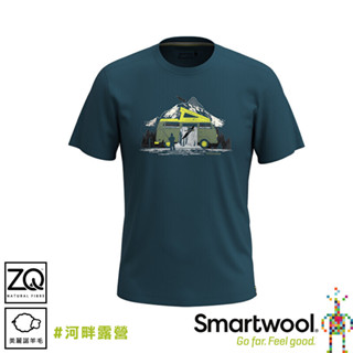 【SmartWool 美國 塗鴉短Tee/河畔露《 深海軍藍》】SW016985/登山/排汗衣/機能衣/短T