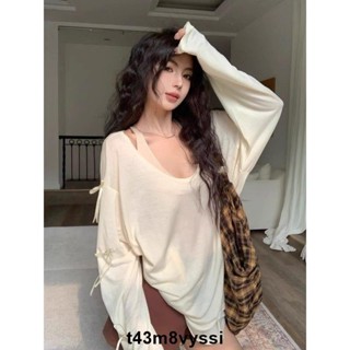 七喜服裝 防曬必備☀️高階又顯瘦☀️韓版慵懶風蝴蝶結長袖T恤女夏季新款百搭寬鬆薄款中長款防曬上衣 女生衣服 秋季新款