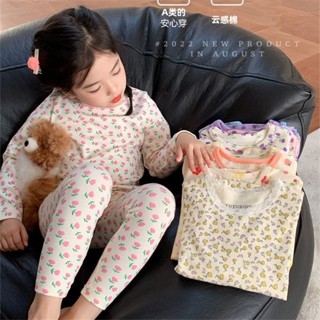 🍼小奶蓋kids🍼現貨🍼 兒童套裝 兒童居家服 女童睡衣 秋冬 保暖 德絨 碎花 秋衣秋褲 長袖長褲