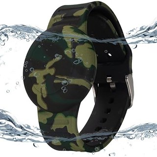 防水 兒童手環,適用於 Apple Air Tag 矽膠 AirTag 支架 GPS 追蹤器保護套,安全防丟保護(黑色)