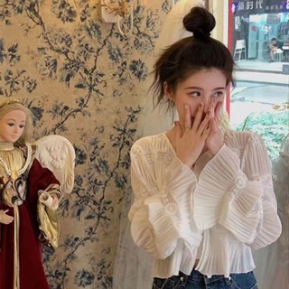 【Seeryn】M-4XL 大尺碼女生長袖防曬衣新款雪紡上衣透氣薄款小外套小披肩罩衫時尚百搭ins潮學院風