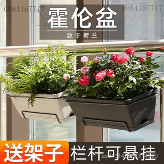 免運💗欄桿懸掛花盆 長方形花盆 種菜盆 長條陽臺種菜神器 塑料盆 霍倫盆架子 長型花盆 露臺 花盆TGYIFYHG