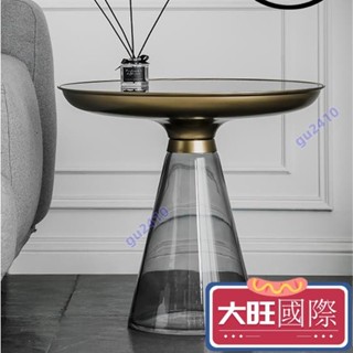 【大旺國際】【📜特惠📜】北歐設計師邊幾 茶几 沙發邊幾 茶臺 陽臺小茶几 圓型茶几 臥室床邊桌 金屬玻璃邊幾