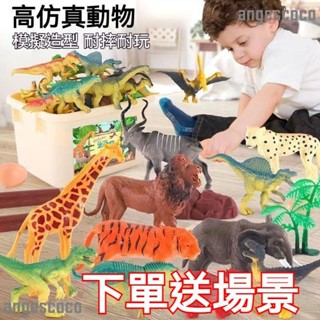k 動物模型 感官盆動物 模擬動物 恐龍野生動物海洋 感官盆 懞式敎具 霸王龍 暴龍 恐龍 侏羅紀 實心 兒童玩具 公仔