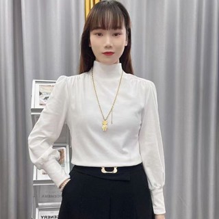 泡泡秋冬新款上衣洋氣德絨高領雙麵一體長袖保暖顯瘦打底修身