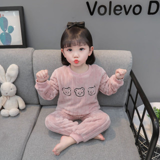 希希❤baby 兒童法蘭絨睡衣寶寶秋冬季加絨加厚珊瑚絨小孩冬款男童女童家居服