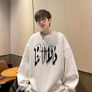 oversize圓領衛衣男 秋冬季新款 加絨 美式 高街 寬鬆 大學T ins潮流 打底上衣 （ZW2060）【壹號站】