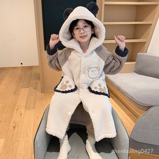 諮詢購買 可得免運 男童睡衣冬季法蘭絨長袍加厚款秋冬珊瑚絨兒童睡袍男孩家居服套裝 內搭服居家服 卡通 睡衣 童裝
