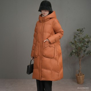 白鴨絨新款羽絨服女長版加厚大碼寬鬆民族風複古連帽顯瘦保暖外套 白鴨絨 保暖 防寒 羽絨外套連帽1101 AUIB