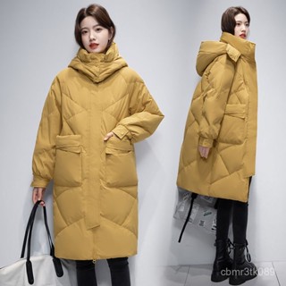 羽絨服女高檔新款長版韓版過膝洋氣冬季白鴨絨加厚中青年外套保暖 白鴨絨 保暖 防寒 羽絨外套連帽1101 YFL2