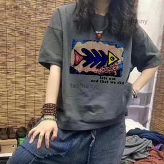 兩小無蔡👑100%純棉 短袖t恤女 夏季衣服 印花 T恤 減齡上衣 寬鬆上衣 oversize 短袖上衣女 印花 T恤