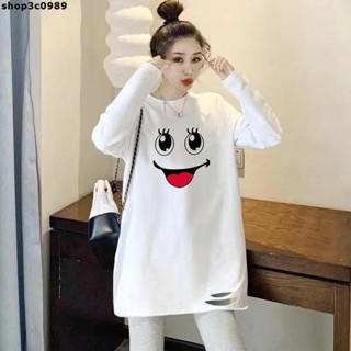 長袖 打底衫 女 潮流T恤韓版時尚港風寬鬆網紅上衣中長款秋季白色長袖打底ins女裝學生
