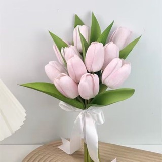 ★BY65★白色鬱金香新娘手捧花影樓婚紗攝影韓式仿真花領證登記高階花束