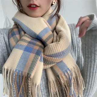 有點東西🧣冬季圍巾ins仿羊絨圍巾女披肩條紋保暖純色秋冬新款日韓針織學生秋冬圍巾 圍脖 保暖
