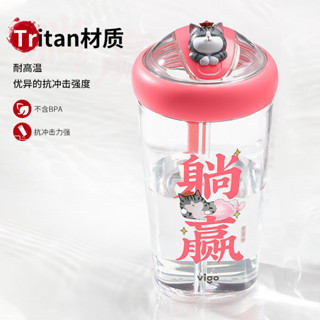 vigo吾皇萬睡吸管杯 高顏值水杯 學生tritan材質水壺 隨行杯 可愛環保杯 杯子 便攜隨手塑膠夏天