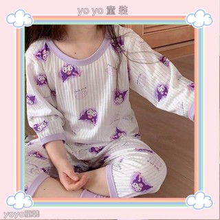 💖yoyo童裝💖兒童睡衣夏季薄款七分袖女童卡通家居服套裝中兒童短袖空調服套裝夏YY10