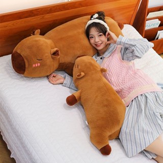 抱枕 靠枕🎀 趴款水豚卡皮巴拉抱枕女生睡覺床上抱睡公仔長條枕毛絨玩具布娃娃
