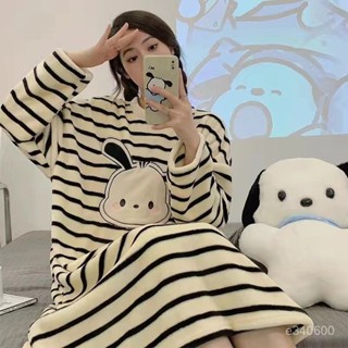 臺灣出貨 冬天睡衣 珊瑚絨長袖睡裙 秋冬睡衣女 保暖睡衣 女生睡衣 居家睡衣 可愛睡衣 居家服 大碼睡衣 家居服 女睡衣