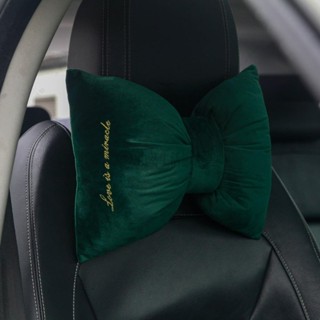 【小葵】蝴蝶結車用枕 蝴蝶結絲絨汽車頭枕 枕頭 靠枕座椅腰靠背頭枕套裝車用護頸枕 車枕頸汽車頭枕安全帶護肩套